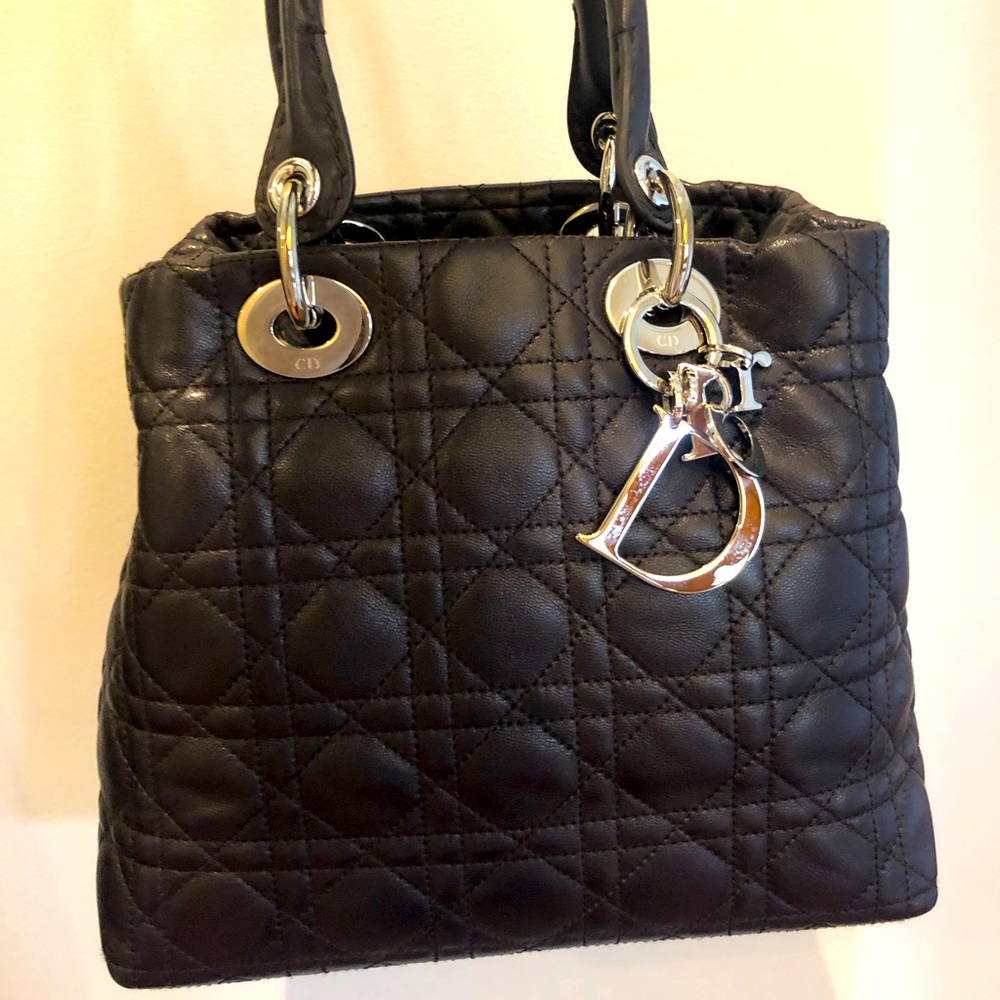 Dior Black Cannage Leather Soft Lady Dior Tote